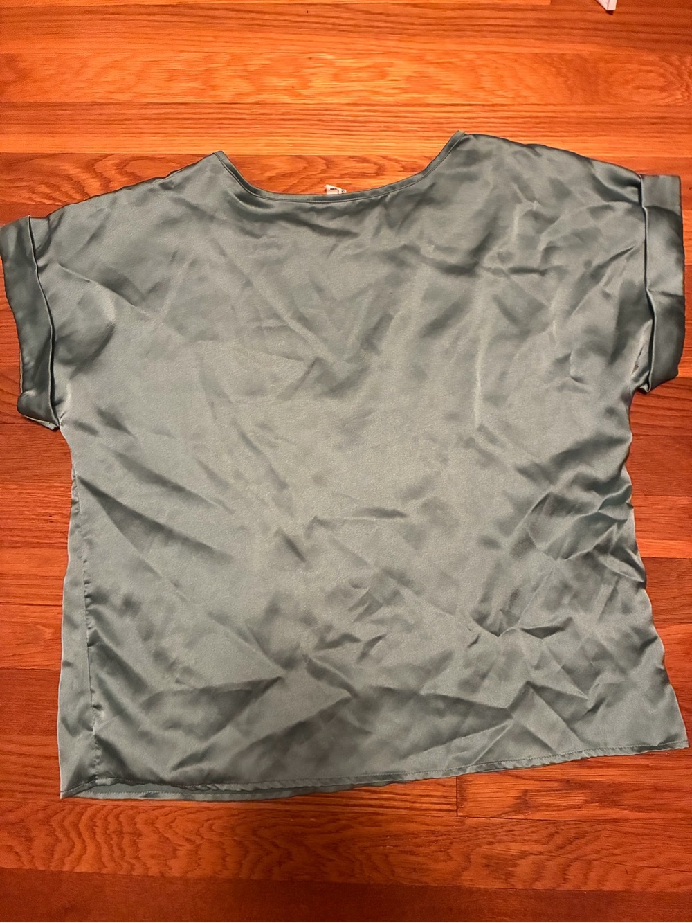 Womens Satin Short-Sleeve Top - Sage Green